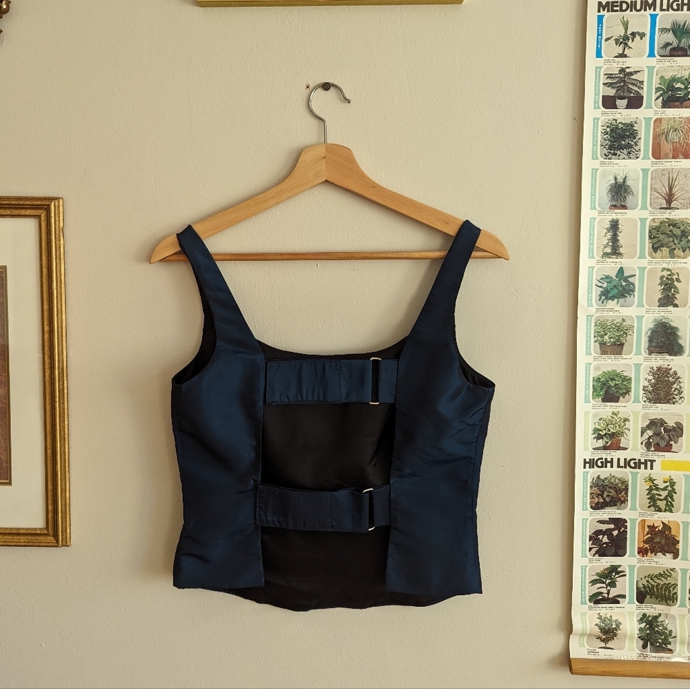 Vintage Le Chateau Open-back strappy navy top